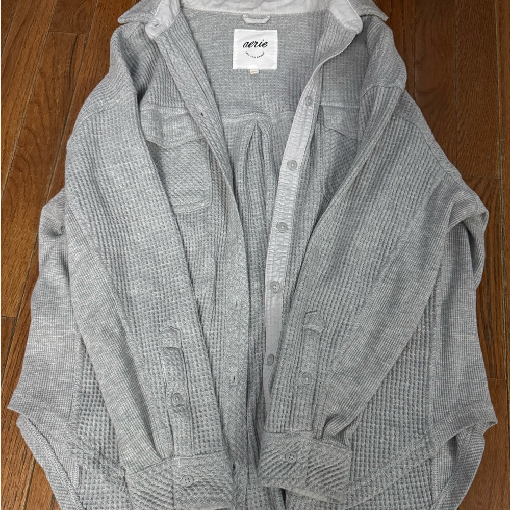 Aerie Gray Button-Up Shirt